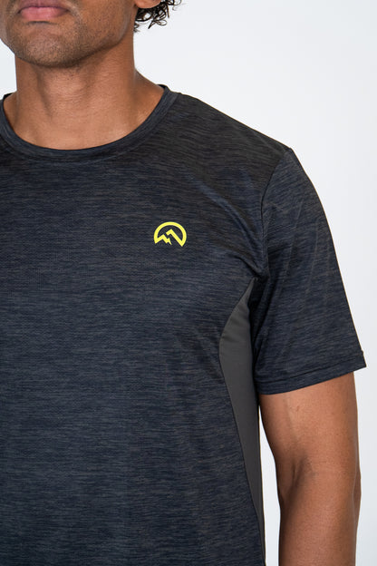 SS25 Marl Left Logo T-Shirt - Black/Leon