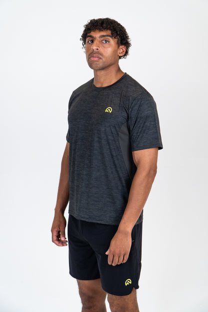 SS25 Marl Left Logo T-Shirt - Black/Leon