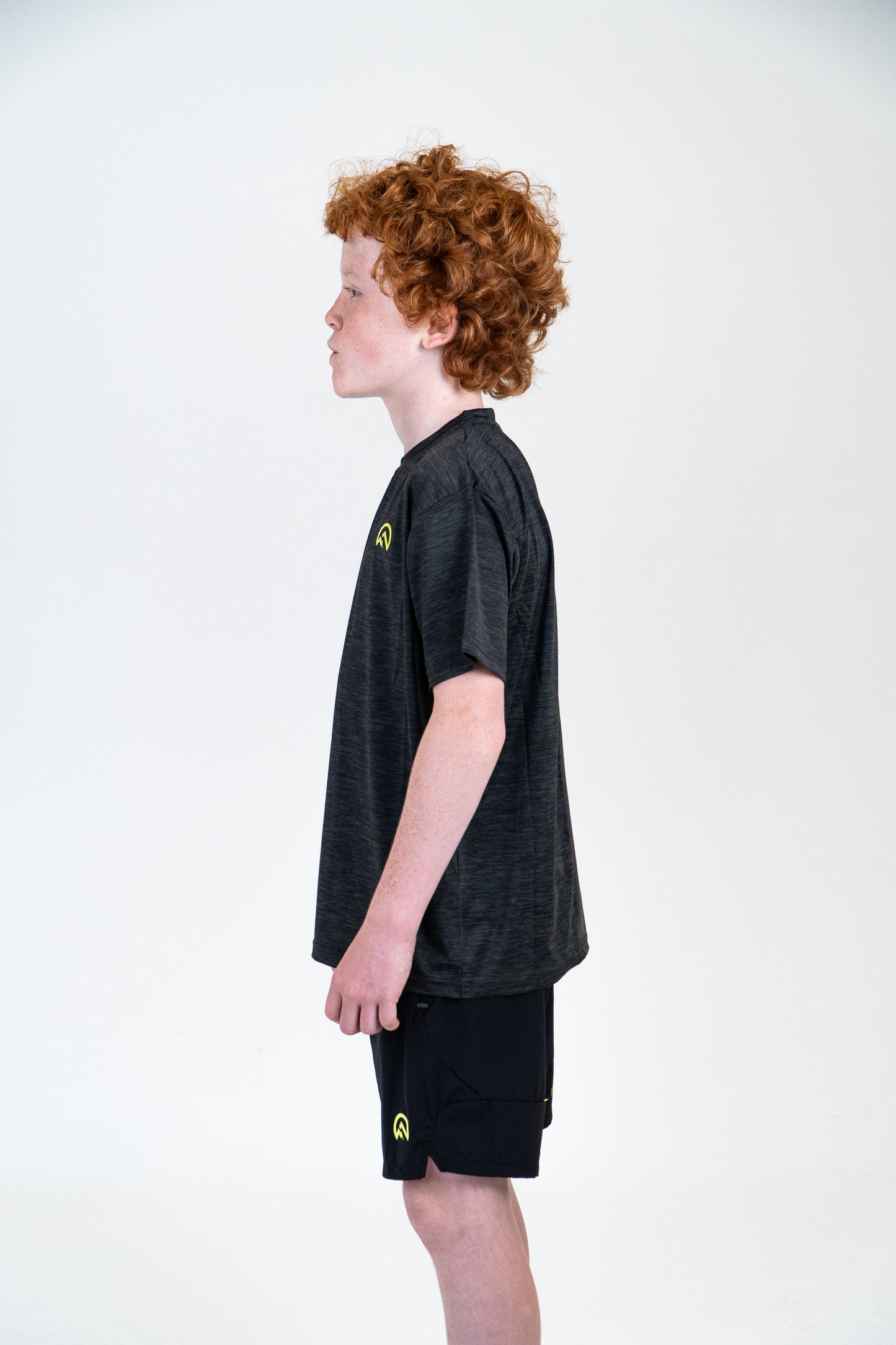 Junior SS25 Marl Left Chest Logo T-Shirt - Black/Neon