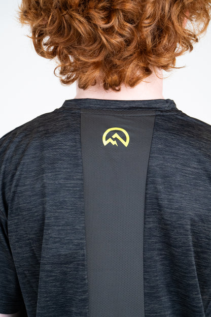 Junior SS25 Marl Left Chest Logo T-Shirt - Black/Neon