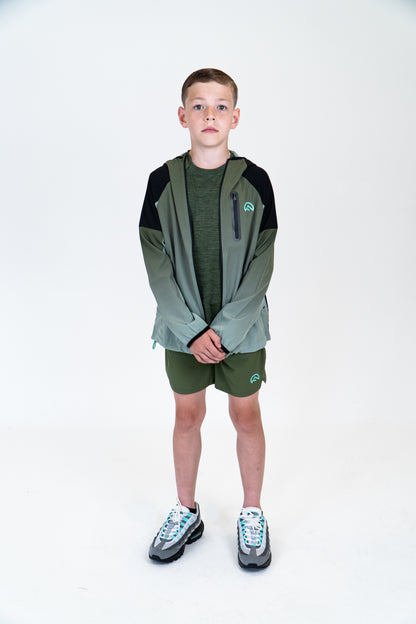 Junior SS25 Marl Left Chest Logo T-Shirt - Khaki Green