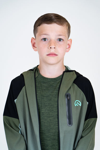 Junior SS25 Marl Left Chest Logo T-Shirt - Khaki Green