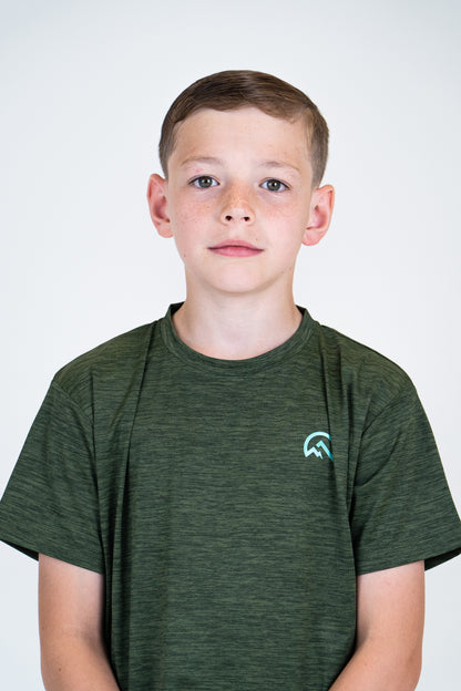 Junior SS25 Marl Left Chest Logo T-Shirt - Khaki Green