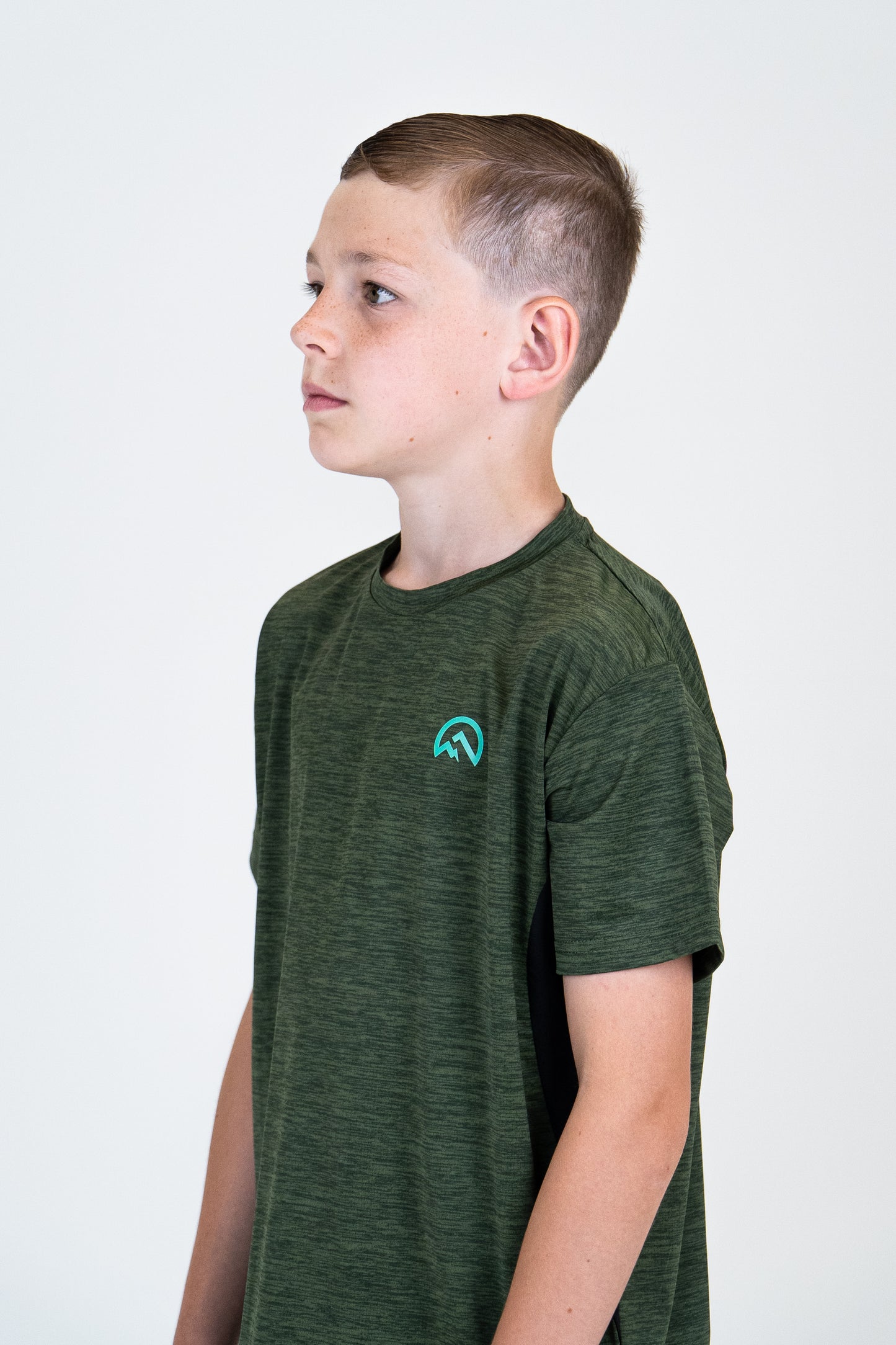 Junior SS25 Marl Left Chest Logo T-Shirt - Khaki Green
