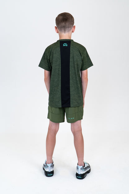 Junior SS25 Marl Left Chest Logo T-Shirt - Khaki Green