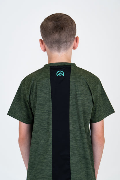 Junior SS25 Marl Left Chest Logo T-Shirt - Khaki Green