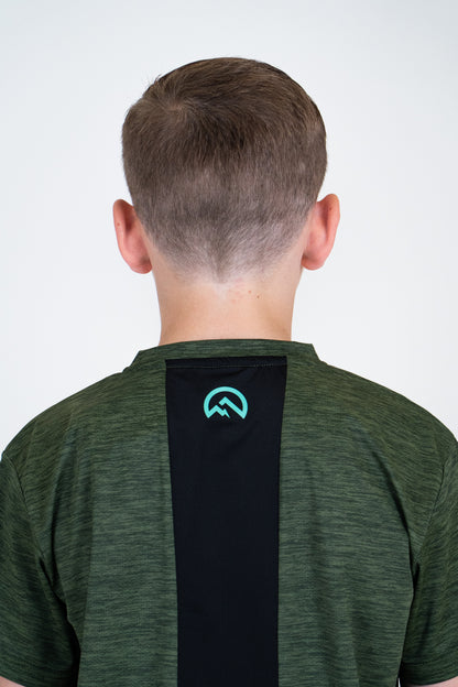 Junior SS25 Marl Left Chest Logo T-Shirt - Khaki Green